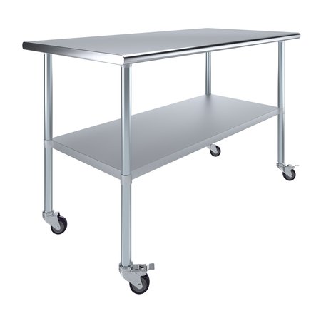 AMGOOD 30x60 Rolling Prep Table with Stainless Steel Top AMG WT-3060-WHEELS